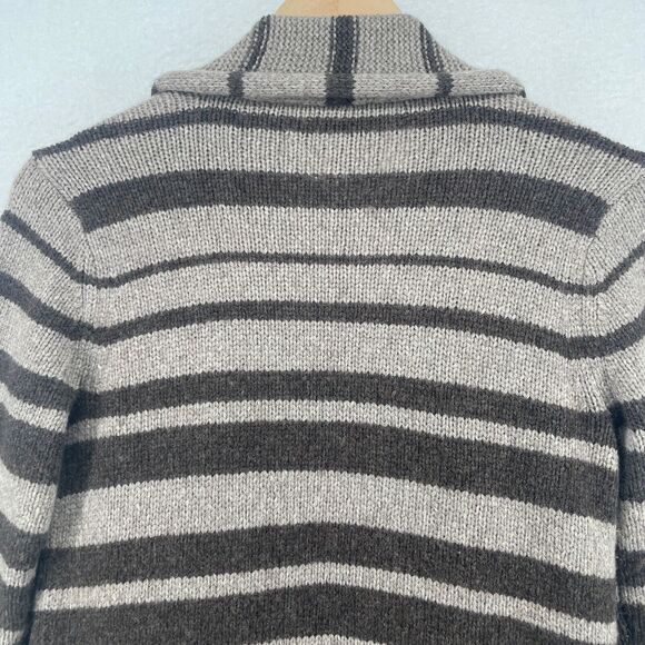 BCBG MAXAZRIA Cardigan 2XS Scarf Striped Open Front Draped Neck Gray Brown - Picture 9 of 16